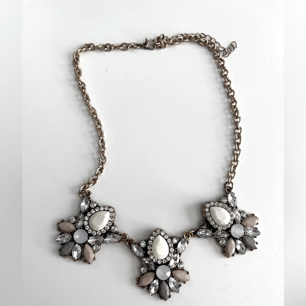 Gold Statement Necklace with Stone Accents - Picture 2 of 4